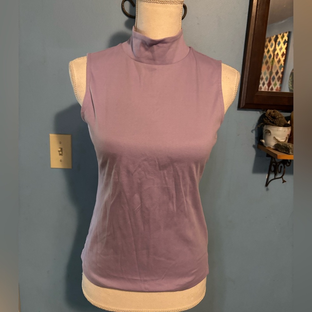 Lavender, Sleeveless, Turtleneck
